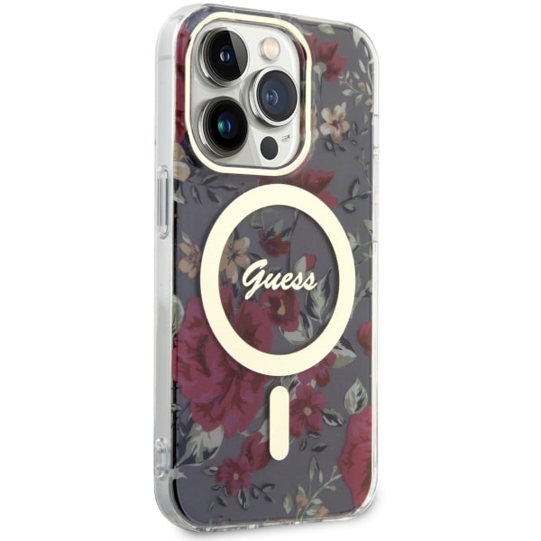 Coque Guess GUHMP14LHCFWSA iPhone 14 Pro 6.1" vert/kaki rigidecase Flower MagSafe Case
