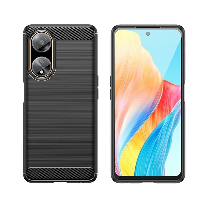 Coque souple motif carbone pour Oppo A98 5G Carbon Case - noire