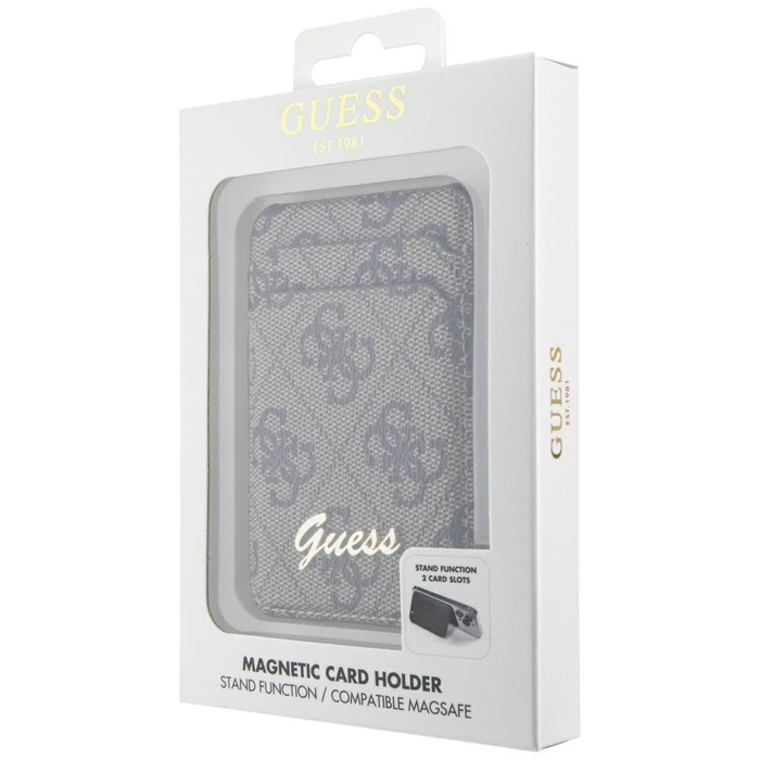 Guess Brieftasche Kartenschlitz Stand GUWMSHG4SHW braun/braun MagSafe 4G Classic Logo