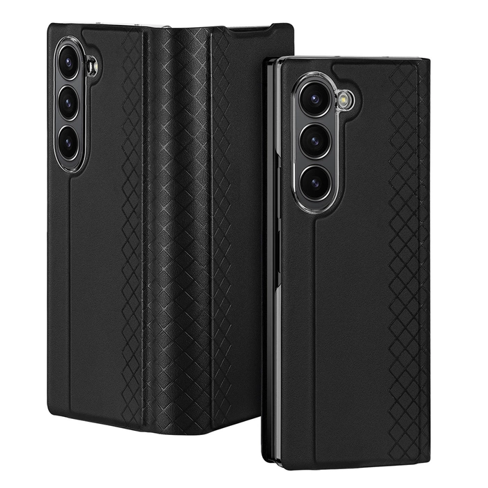 Dux Ducis Brill Ledertasche für Samsung Galaxy Z Fold 6 mit Klappe und Kartenfach – Schwarz
