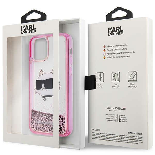 Cover Karl Lagerfeld KLHCP12MLNCHCP iPhone 12/ 12 Pro 6.1" rosa/rosa durocase Glitter Testa Choupette Case