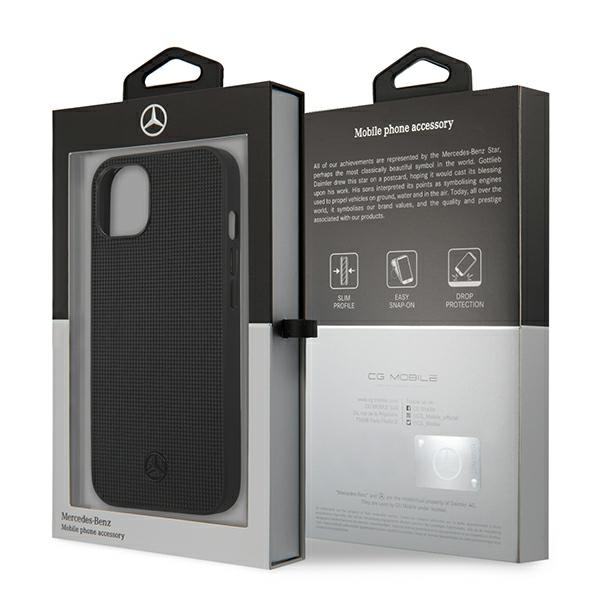 Mercedes MEHCP13MMBLBK iPhone 13 6.1" black/black hardcase Leather Meshed Metal Logo