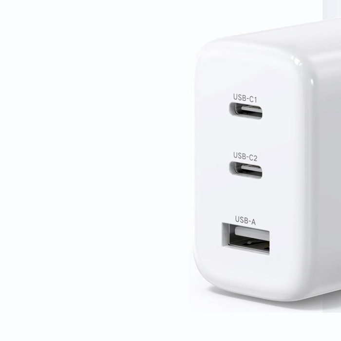 Ugreen Schnellladegerät 2x USB Typ C / USB 65W PD3.0, QC3.0 / 4.0 + weiß (CD275)