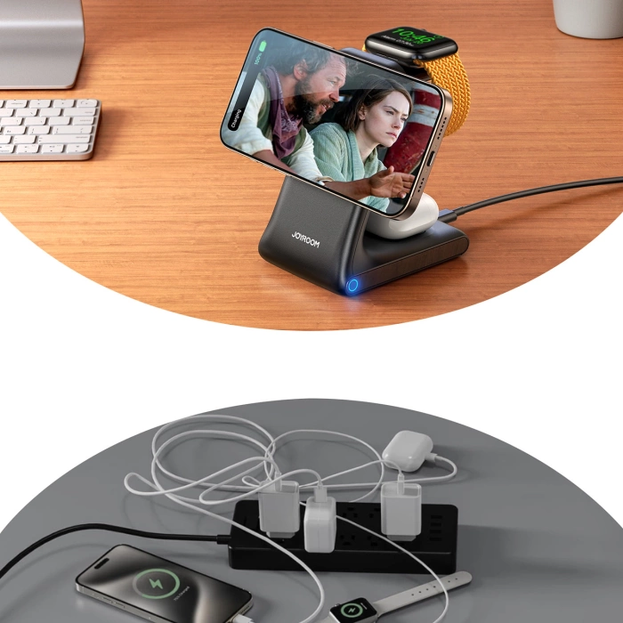 Joyroom JR-W15 Wireless Charger 3 in 1 Charging Station with MagSafe - Black