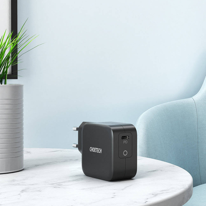 Choetech schnell ladergerät GaN USB Typ C 61W 3A Power Delivery schwarz (Q6006)