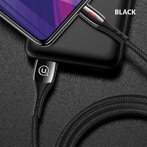 USAMS MicroUSB U-Tone Power-off 2A Fast Charging 1.2m Black Braided Cable