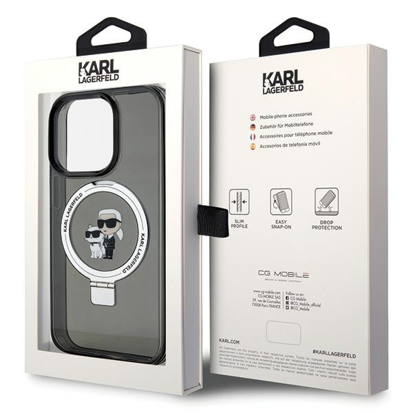 Cover Karl Lagerfeld KLHMP15LHMRSKCK iPhone 15 Pro 6,1" nero/nero durocase Anello di supporto Karl&amp;Choupettte MagSafe Case