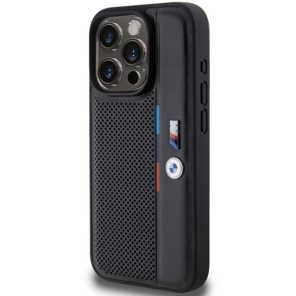 Case Bmw Bmhcp15l23pupvk IPhone 15 Pro 6.1" Black/Black Hardcase Perforated Tricolor Line Case