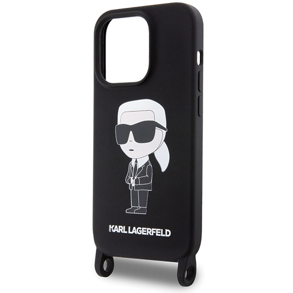 Funda Karl Lagerfeld KLHCP15LSCBSKNK iPhone 15 Pro 6.1" durocase negro/negro Crossbody Silicona Ikonik Case