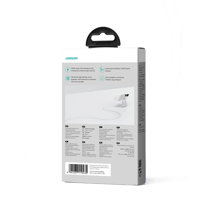 Joyroom Multi-Color Series SA34-AC6 Cable USB-A / USB-C 100W Transferencia rápida 1m - Blanco