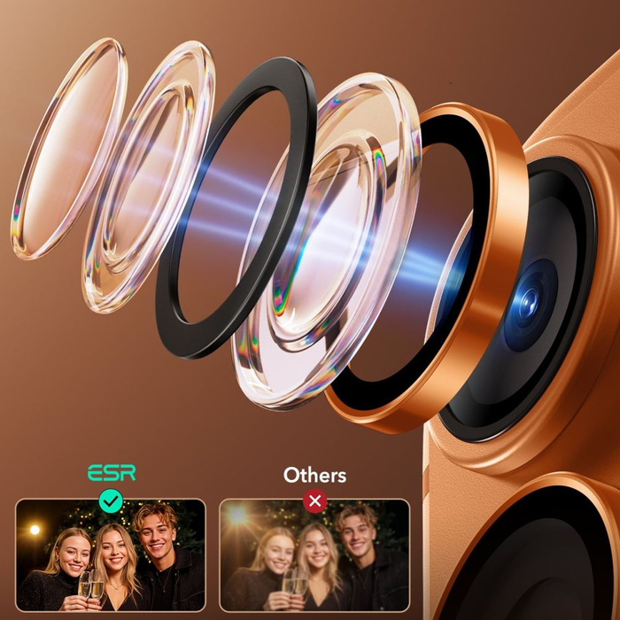 ESR CAMERA PROTECTOR ArmorITE CAMERA PROTECTOR IPhone 14 PRO / MAX / 15 PRO / MAX / 16 PRO / MAX / 17 PRO / MAX ORANGE