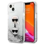 Coque KARL LAGERFELD Apple iPhone 13 Mini Liquid Glitter Karl&Choupette Head Silver Hardcase