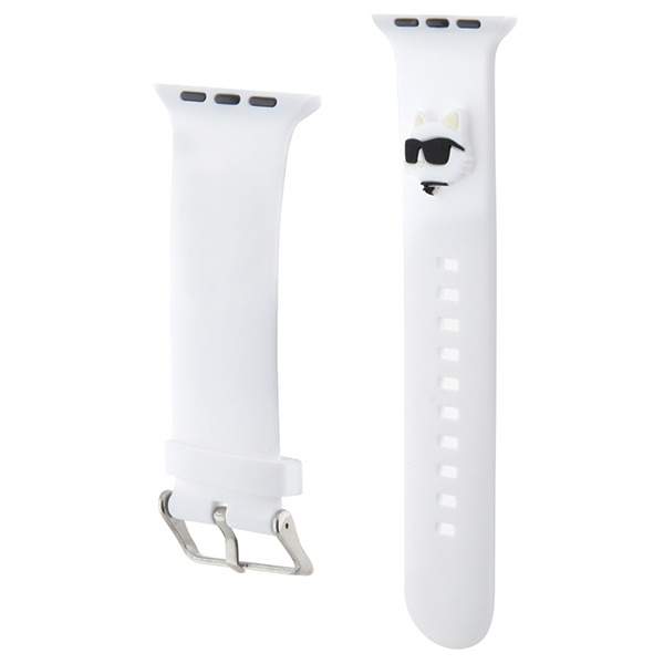 Karl Lagerfeld Pasek KLAWMSLCNH Apple Watch 38/40/41mm biały/white strap 3D Rubber Choupette Heads 