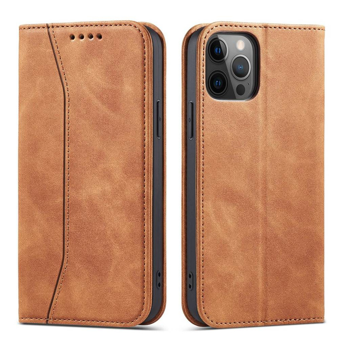 Magnet Fancy Case Case pro iPhone 12 Pro Max Pouch Wallet Card Holder Brown