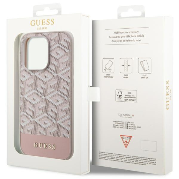 Funda Guess GUHMP14XHGCFSEP iPhone 14 Pro Max 6.7" rosa/rosa duro case GCube Stripes MagSafe Case