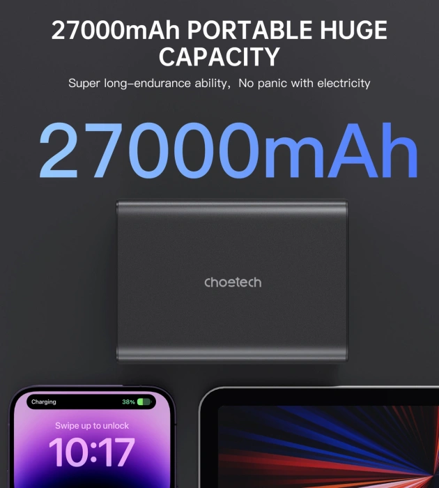 Choetech Powerbank B635BK 2xUSB-A / 2xUSB-C 27000mAh - schwarz