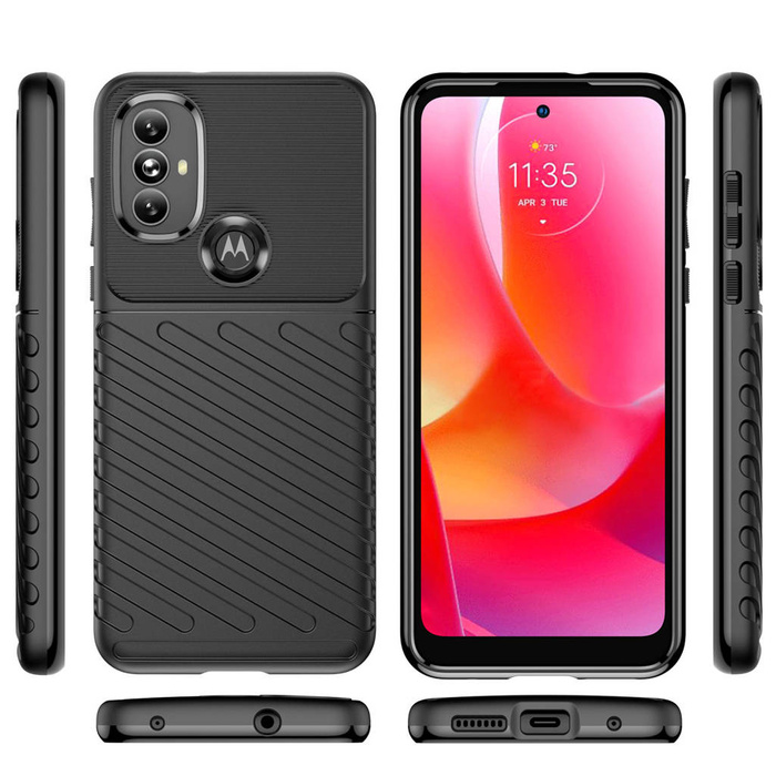 Thunder Case flexible gepanzerte hülle Abdeckung Motorola Moto G Power 2022 schwarz
