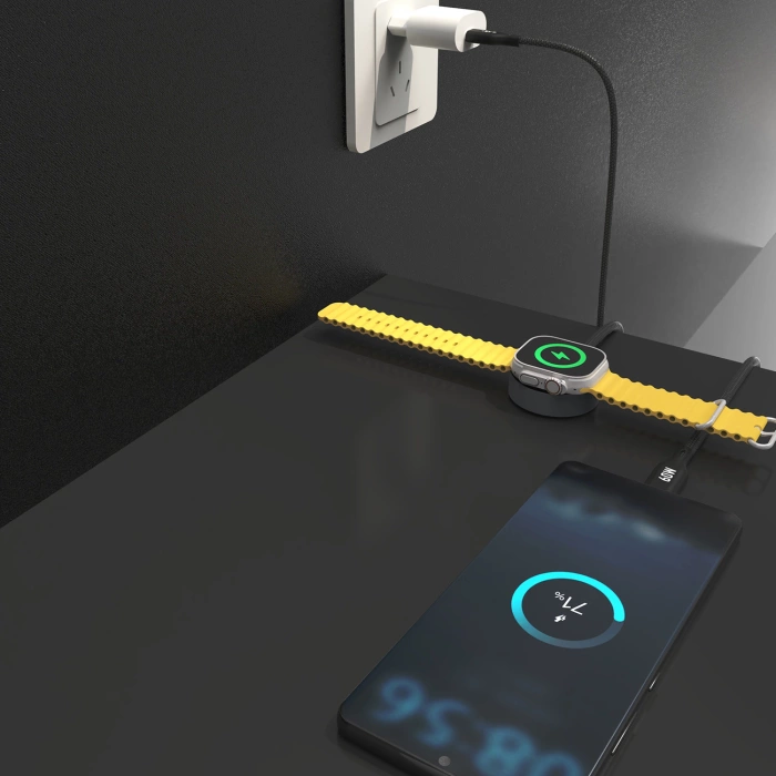 Dudao A12MaxC PD60W 2-in-1-Ladegerät für Apple Watch / USB-C – Schwarz