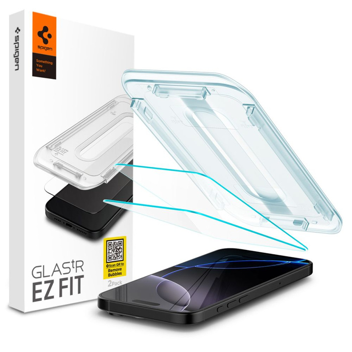 Verre trempé Spigen GLAS.TR "EZ FIT" IPhone 2-PACK 16 PRO CLEAR
