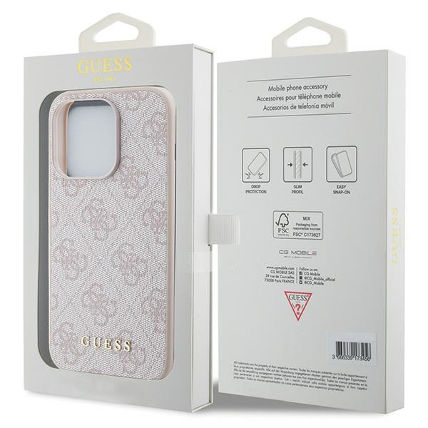 Etui Guess GUHCP15LG4GFPI iPhone 15 Pro 6.1" różowy/pink hard case 4G Metal Gold Logo Case