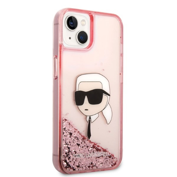 Cover Karl Lagerfeld iPhone 14 6.1" rosa/rosa durocase Glitter Karl Head
