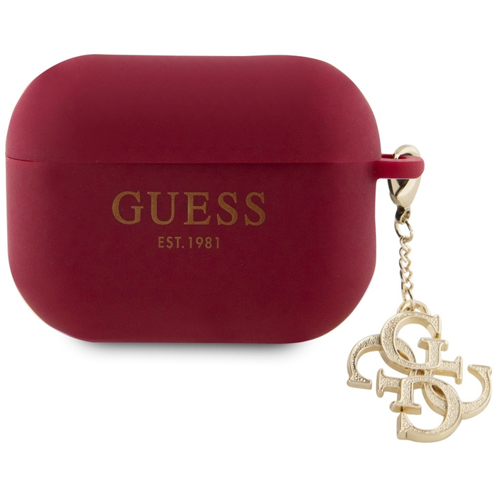 Guess GUAP2LECG4M Housse AirPods Pro 2 violet/magenta Liquid Silicone Glitter Triangle Charm