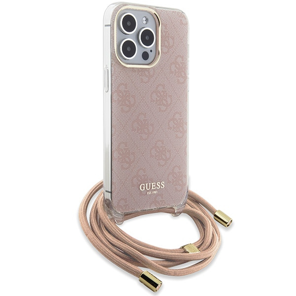 Etui Guess GUHCP15XHC4SEP iPhone 15 Pro Max 6.7" różowy/pink hardcase Crossbody Cord 4G Print Case