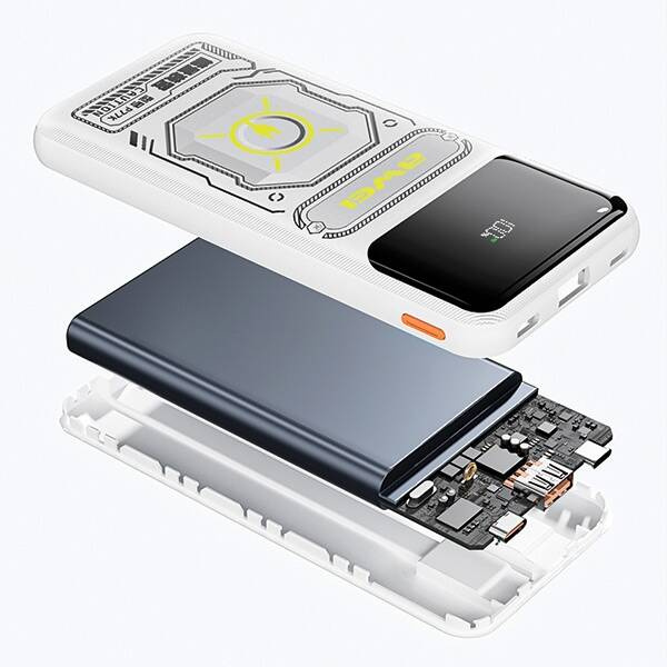 AWEI PowerBank z wbudowanym kablem        Lightning/USB-C P77K 10000mAh czarny/black 22.5W