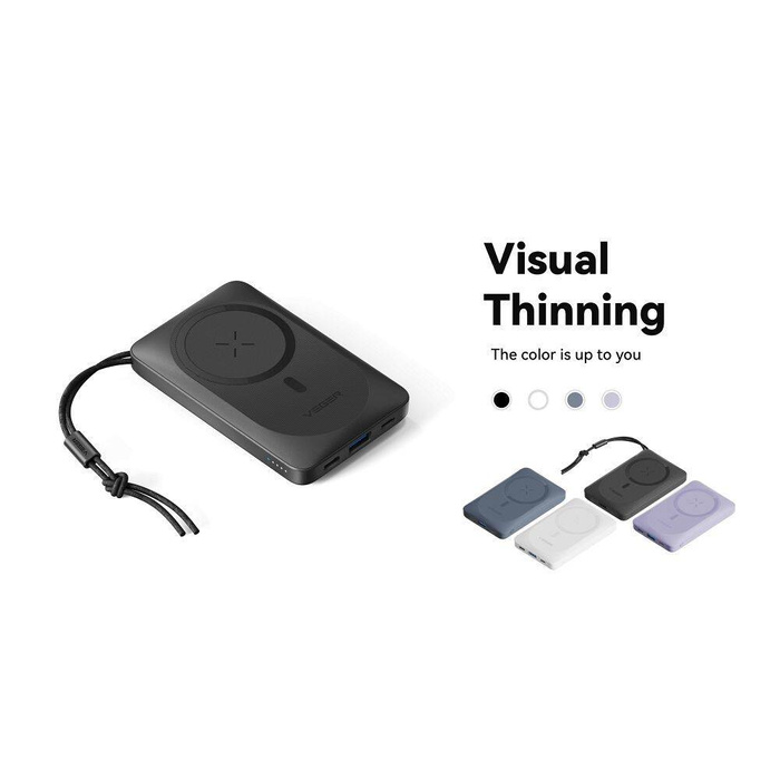 Powerbank zgodny z MagSafe Veger MagOn (VP1151 / W1151) PD QC3.0 2A 20W z ładowaniem indukcyjnym 10000 mAh biały