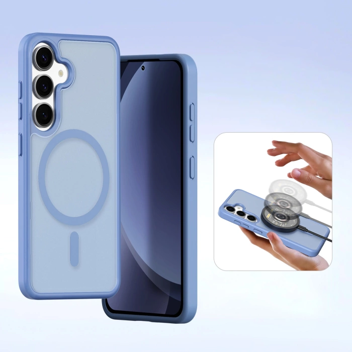 Dux Ducis Lawa Leather Case for Samsung Galaxy S25 with Detachable Magnetic Wallet - Blue