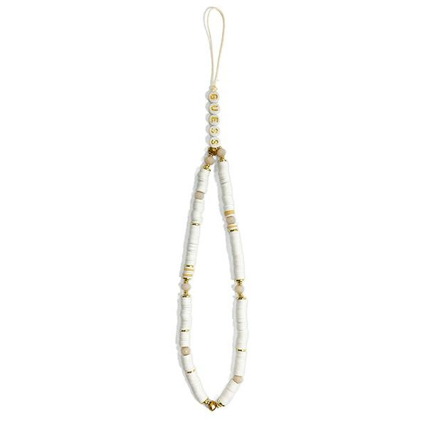 GUESS Phone Strap Heishi Beads White Pendant