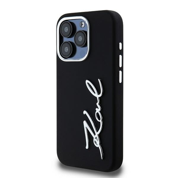 Etui Karl Lagerfeld KLHCP15LSCMSMVK iPhone 15 Pro 6.1" czarny/black hardcase Silicone Metal Script Logo