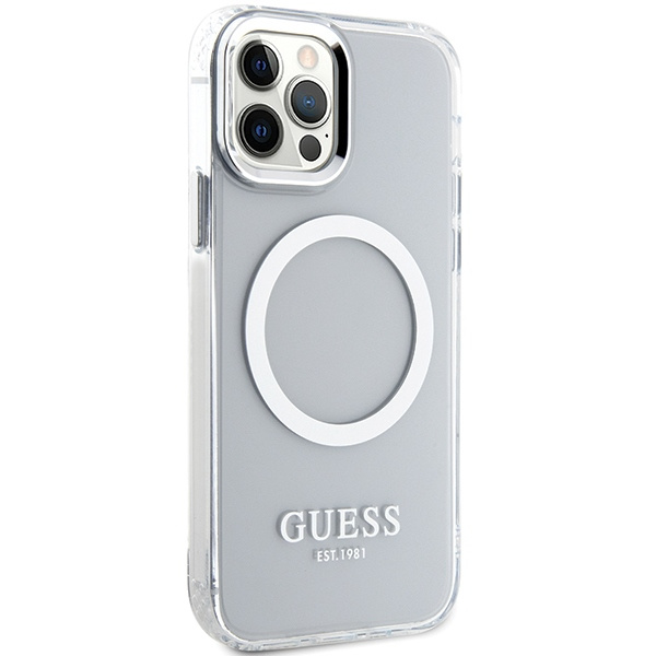 Guess GUHMP12MHTRMS iPhone 12/12 Pro 6.1" silber/silber hart case Metal Outline MagSafe