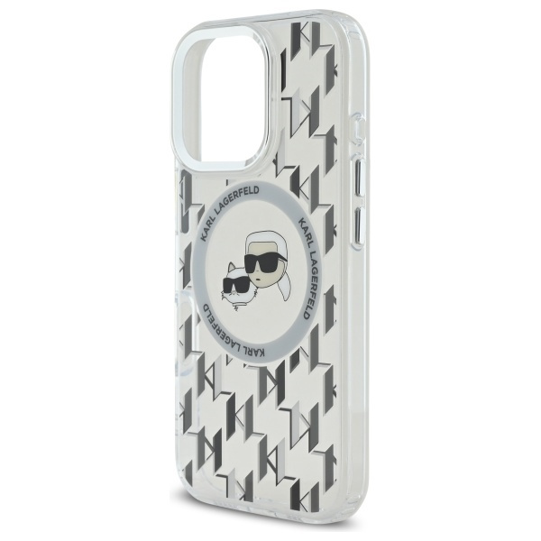 Etui Karl Lagerfeld iPhone 16 Pro 6.3" przezroczysty/transparent IML Monogram Karl&Choupette Head MagSafe