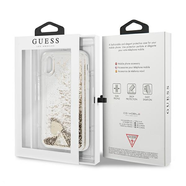 Case GUESS Apple iPhone X Xs Glitter Charms Gold Hardcase