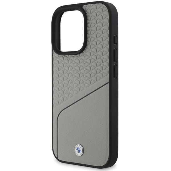 Funda BMW iPhone 16 Pro 6.3" gris/gris durocase Signo Cuero Texturizado y Línea MagSafe