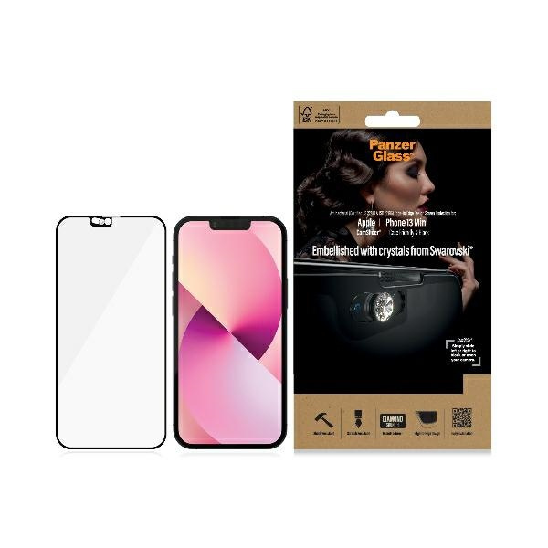 PanzerGlass E2E Microfracture iPhone 13 Mini 5.4" CamSlider Swarovsky Case Friendly AntiBacterial black/black 2750