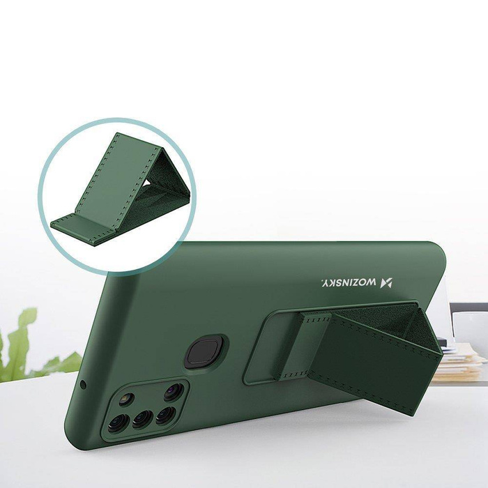 Wozinsky Kickstand Case Silikon Stand Cover für Samsung Galaxy A21S Dunkelblau