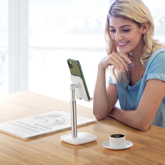 Choetech H035 Aluminiumständer für ein Telefon oder Tablet mit Anpassung – Weiß und Silber