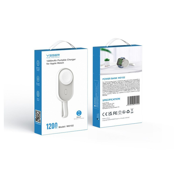 Powerbank do Apple Watch Veger (W0102) 1200 mAh Pomme biały