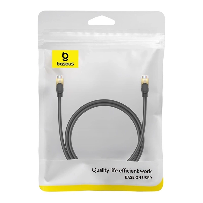 Baseus rychlý síťový kabel RJ-45 cat.8 40Gbps 1m kulatý - černý