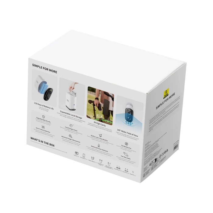 Baseus Security N1 2K Außenüberwachungsset (2 Kameras) – Weiß