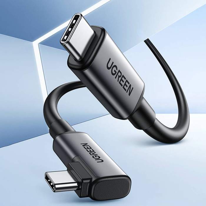 Ugreen úhlový kabel USB Typ C - USB Typ C pro nabíjení 60W / přenos dat s podporou brýlí VR (např. Oculus Quest 2) 5m černý (US551)
