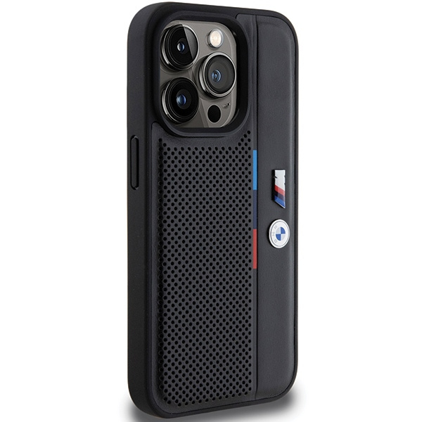 Cover Bmw Bmhcp15l23pupvk IPhone 15 Pro 6,1" Nero/Nero Hardcase Linea Tricolore Perforata Case