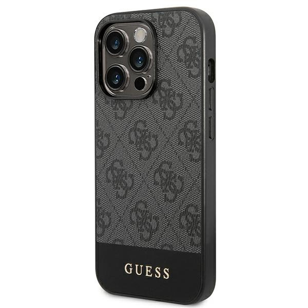 Hülle Guess iPhone 14 Pro 6.1" grau/grau hart case 4G Stripe Kollektion