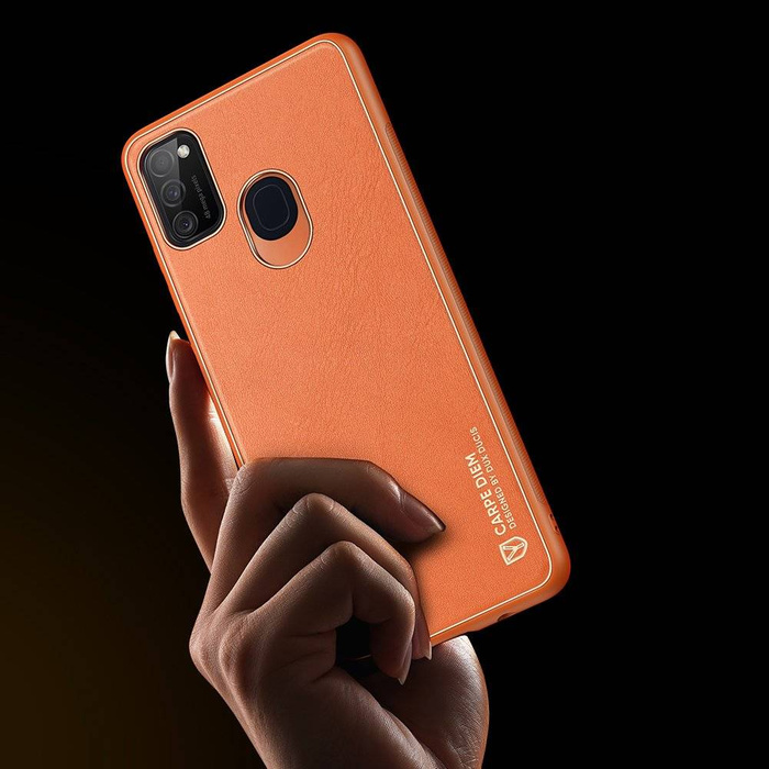 Dux Ducis Yolo elegantný kryt z ekologickej kože Samsung Galaxy M30s oranžový