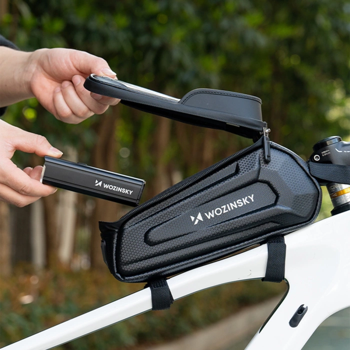 Wozinsky Fahrradtasche für den Rahmen, gepanzert, mit Handytasche, 1,7 l - schwarz