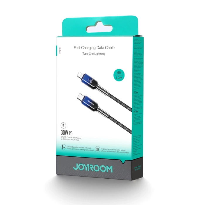 Joyroom S-A42 Crystal-Clear Series 30W USB-C – Lightning Kabel 1,2 m – Schwarz