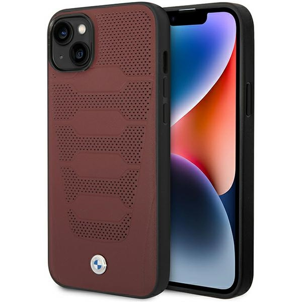 Coque BMW BMHCP14S22RPSR iPhone 14 6.1" bordeaux/brun Sièges en cuir motif
