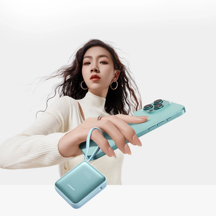 Powerbank Joyroom JR-PBF27 22,5W 10000mAh z dwoma wbudowanymi kablami - niebieski